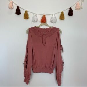 Tularosa Pink Cold Shoulder Sweater Size Medium